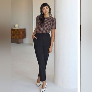 Black High Rise Crepe Ankle Trousers
